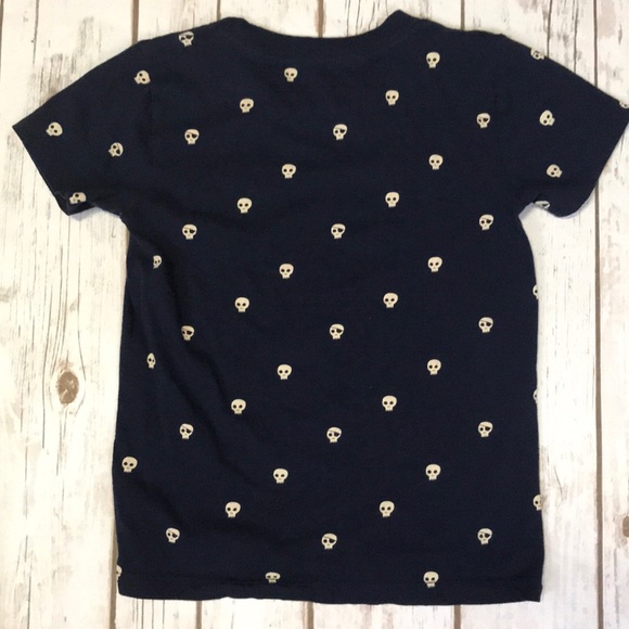 J Crew Crewcuts Navy Skull Graphic Tee Size 6-7 - Picture 4 of 6